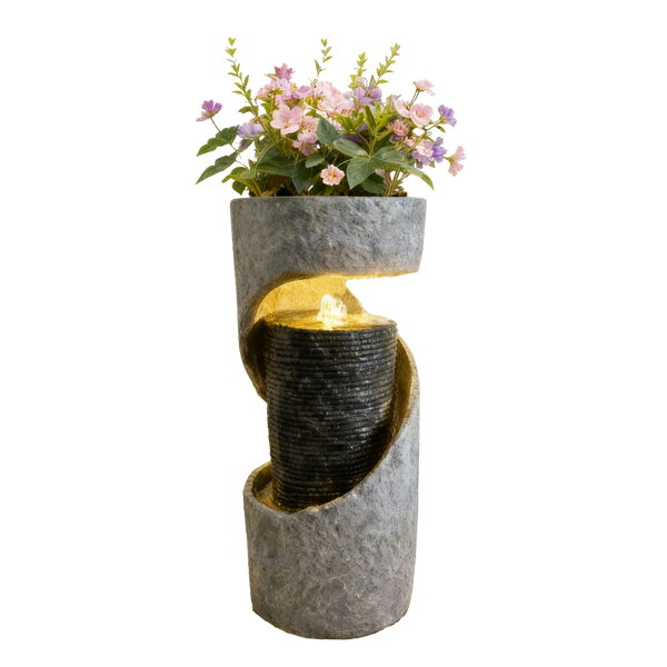 FONTANNA OGRODOWA SPIRALNA 28 X 28 X 67,5 CM LED *9717