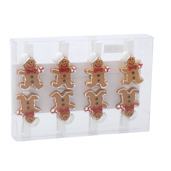 SADA 8 VÁNOČNÍCH OZDOB S KLIPSEM MIX VZORŮ 3 x 4 CM balení=12ks *8617