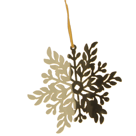SET OF 3 CHRISTMAS TREE DECORATIONS - GOLD SNOWFLAKE 8 x 8 CM