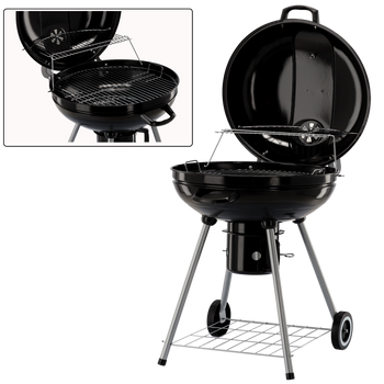 CHARCOAL KETTLE BBQ WITH LID, ASH PAN AND WHEELS 66 x 57 x 85 CM