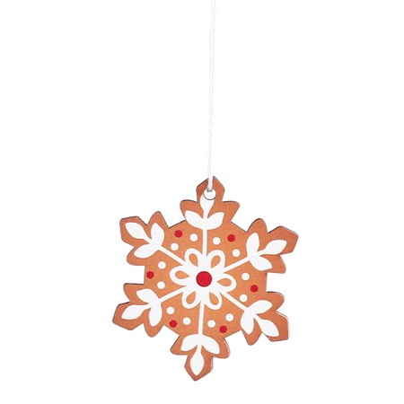 SET OF 18 WOODEN CHRISTMAS DECORATIONS BROWN ASSORTED 3 DESIGNS SNOWFLAKES