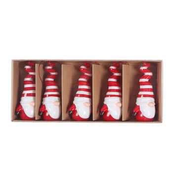 SET OF 5 CHRISTMAS TREE ORNAMENTS - GNOMES 10 CM pack=12 sets