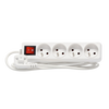 EXTENSION CORD POWER STRIP WITH SWITCH 4 SOCKETS 1.5M WHITE