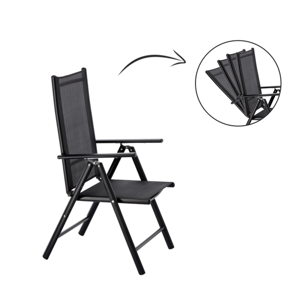 FOLDING GARDEN CHAIR ALUMINIUM 66 x 56 x 107 CM BLACK