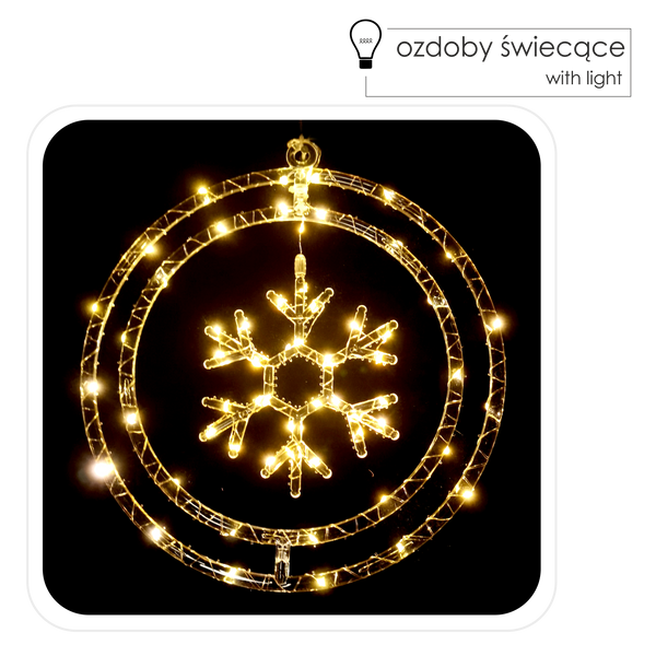 ŚWIĄTECZNA OZDOBA - ŚNIEŻYNKA MICRO LED 60L CIEPŁY BIAŁY NA BATERIE *1759
