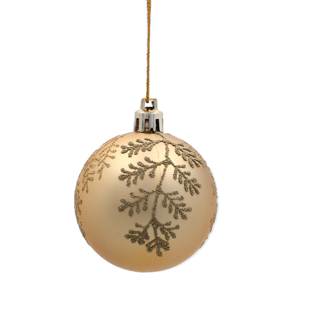 SET OF 8 CHRISTMAS BAUBLES GOLD 6 CM