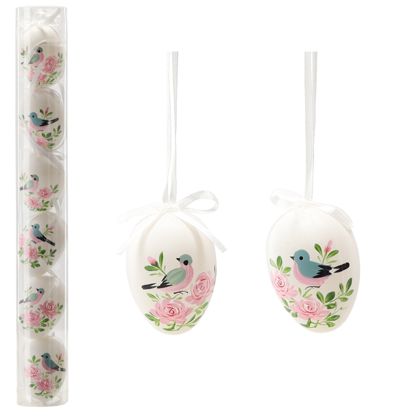 SET OF 6 EASTER EGGS 6 CM WITH FLOWERS MIX DESIGNS TUBE