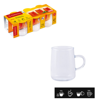 SADA.6 SKLENIČIEK ODOLNÝCH NA TEPLO 0,25L S UŠOM BARILKY *06271*