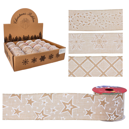 FASCIE DECORATIVE DE SĂRBĂTOARE 6,3CM X 2,7M AURII MIX DE MODELE pachet=16buc. *2237