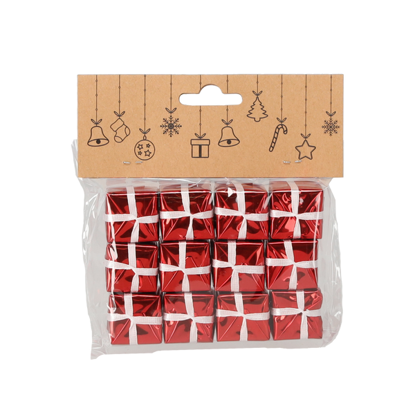 SET OF 12 CHRISTMAS ORNAMENTS - PRESENT 2.5 CM