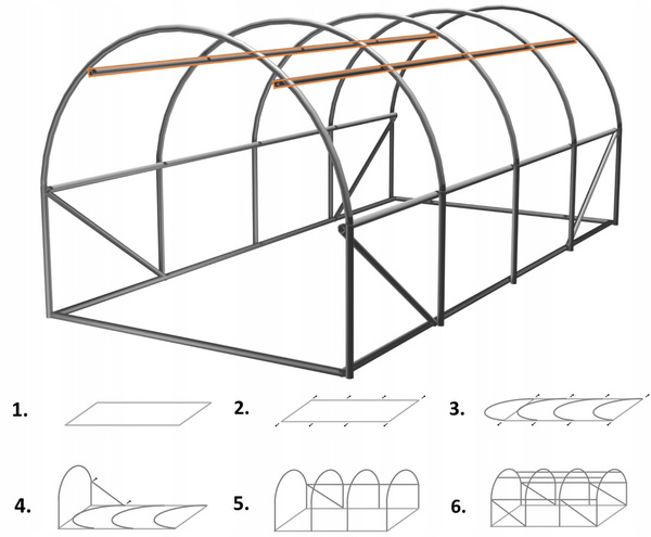 TUNEL FOLIOWY OGRODOWY 4 SEGMENTOWY ZIELONY 4 x2,5 x 2 M