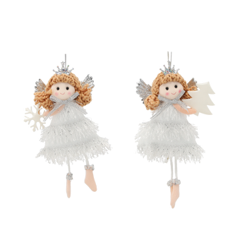 ORNAMENT CRĂCIUN. PENDULĂ ÎNGER CU BRAZĂ/STELUȚĂ 8 X 16 CM pachet=12buc *0523