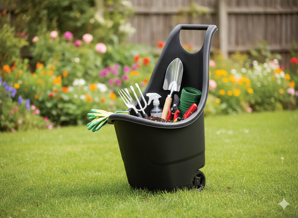 WÓZEK OGRODOWY WIELOFUNKCYJNY Z KÓŁKAMI 50L CZARNY 