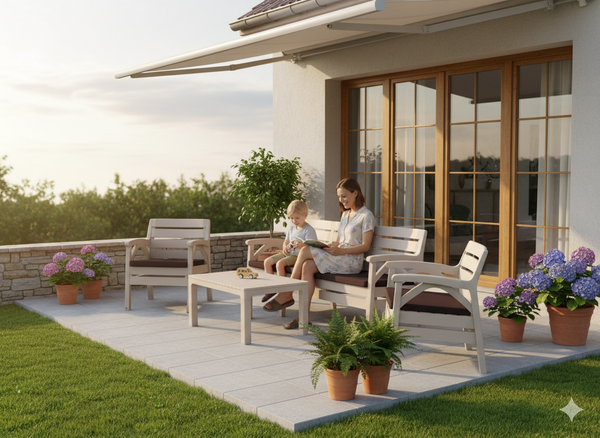 ZESTAW MEBLI OGRODOWYCH CAPPUCCINO "SANTANA" (2x FOTEL, ŁAWKA 3os.)