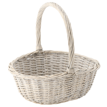 RATTAN BASKET 43 X 35 X 18 X 15/40 CM WITH HANDLE – LIGHT GREY