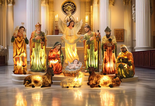 SET OF 11 CHRISTMAS FIGURES 100 CM RESIN ILLUMINATED