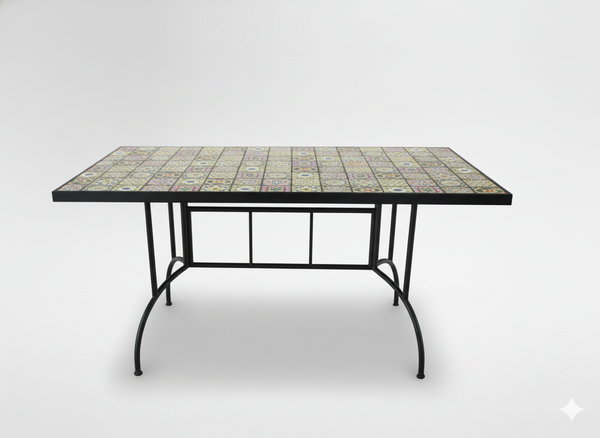 MOZAJKOVÝ ZÁHRADNÝ STOL 150 x 80 x 74 CM OBDLŽNÍKOVÝ *8130