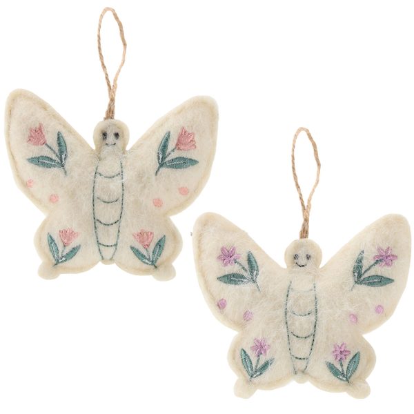 OZDOBA WIELKANOCNA - ZAWIESZKA 9 x 8,5 CM MOTYL W KWIATY MIX 2 WZORÓW opak=12szt *9052