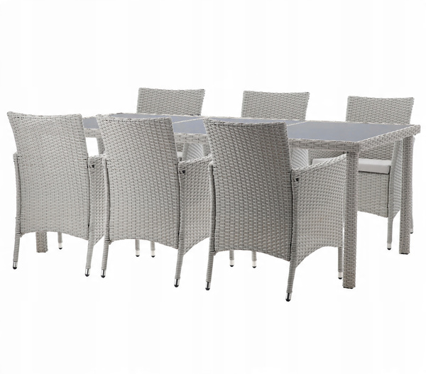 GARDEN FURNITURE SET / 8 CHAIRS + LARGE TABLE / GREY *3661