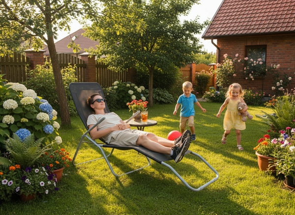 LEŻAK OGRODOWY CZARNY 137x58x24/H94 cm *5897