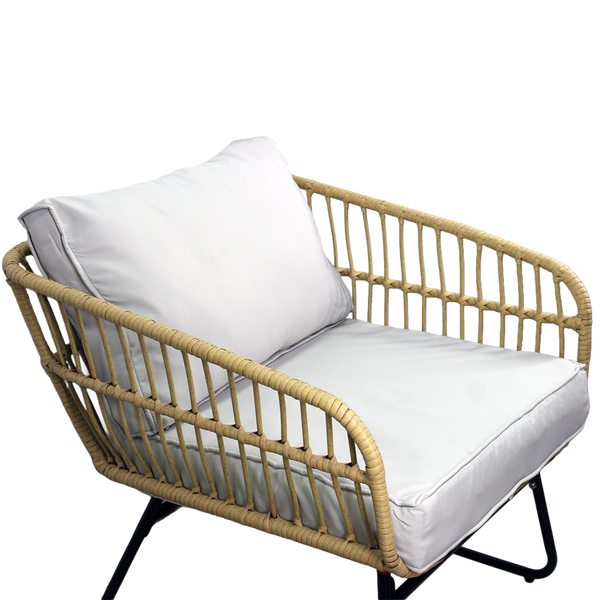 Set de mobilier de grădină (canapea, 2 scaune, 2 mese) - maron, perne - gri *7534