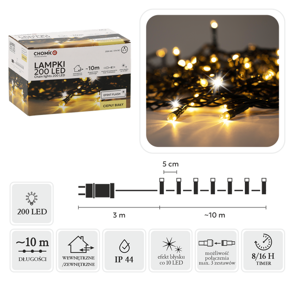 WARM WHITE LIGHTS LED 200L