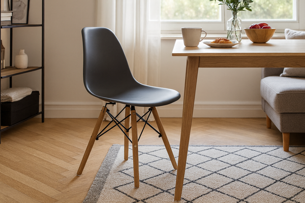 KRZESŁO NOWOCZESNE NA DREWNIANYCH NOGACH - SZARE *7820