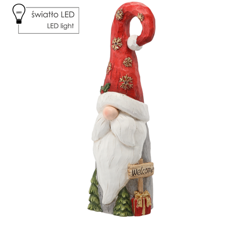 FIGURKA BOŻONAR. - SKRZAT W CZAPCE MIKOŁAJA 22 X 21 X 66 CM LED *0851