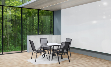 GARDEN FURNITURE SET - 4 CHAIRS + SQUARE TABLE - BLACK *3521