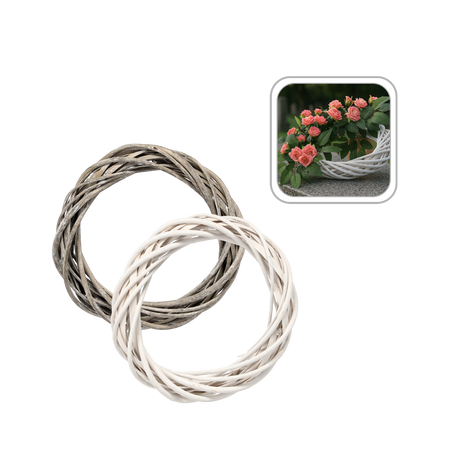 WICKER WREATH 25 CM WHITE / GRAY