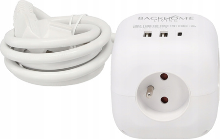 PŘEDLŮŽENÍ KOSTKA ZDROJOVÁ 3 ZÁSUVKY 230V A 3 ZÁSUVKY USB 1,5 M BÍLÁ *2578