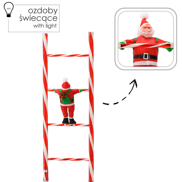 SANTA CLAUS CLIMBING THE LADDER 121 CM