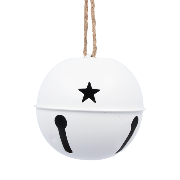 CHRISTMAS METAL WHITE PENDANT WITH A BELL 12 x 12 x 11,5 CM
