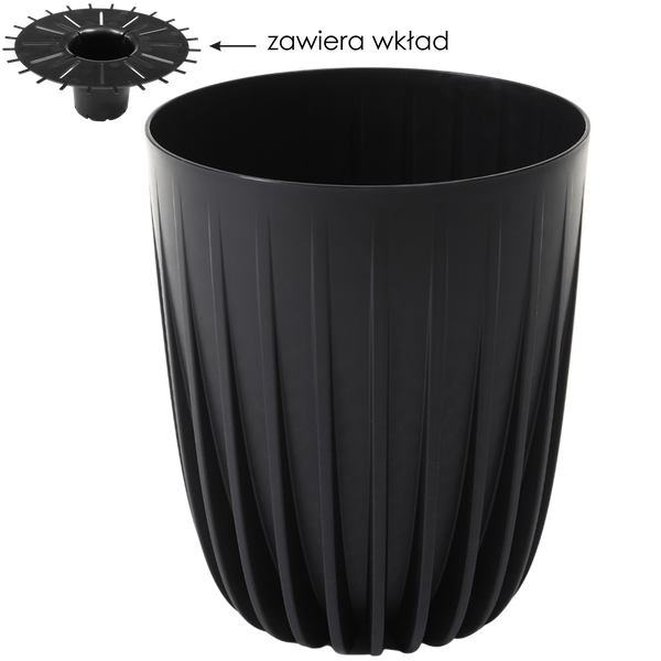 KVETINÁČ MIRA 390 MM EKO RECYCLED – ČIERNY *49165*