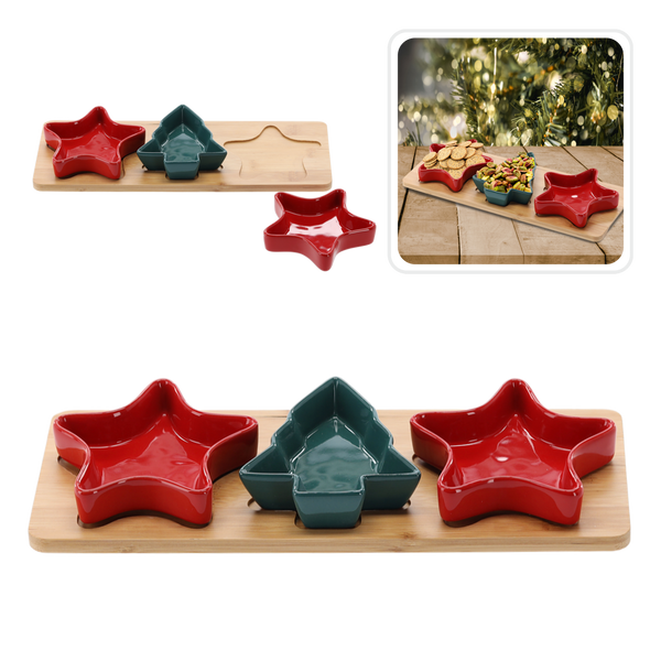 SET PENTRU SERVIRE ANTIPASTO - 3 BOLURI CU STEA BRADULUI *4598