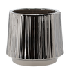CERAMIC COVER FOR A POT 44 x 44 x 40 CM SILVER WITH STRIPES