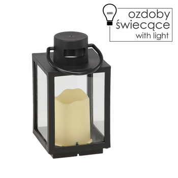 ŚWIĄTECZNY LAMPION 11 x 11 x 20,5 CM Z WKŁADEM LED CZARNY *2539