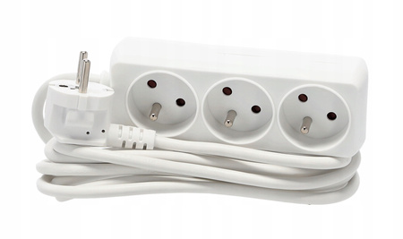 EXTENSION CORD POWER STRIP 3 SOCKETS 3M WHITE
