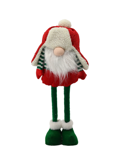 HOLIDAY GNOME WITH ADJUSTABLE LEGS 30 - 48 CM RED - GREEN