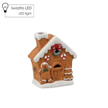 FIGURKA BOŻONAR. - DOMEK Z PIERNIKA 12,5 X 6,5 X 14,5 CM LED opak=6szt *1490