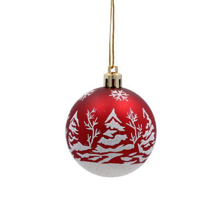 SET OF 8 CHRISTMAS BAUBLES RED 6 CM