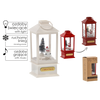 CHRISTMAS LANTERN 9 x 9 x 23 cm WITH LED LIGHT MUSIC BOX - WHITE WITH SNOWMAN / RED WITH SANTA