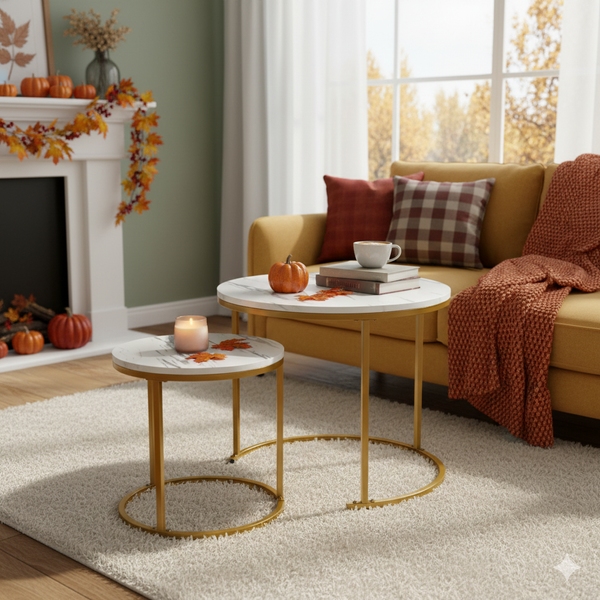 DVOJSLOŽKOVÝ KÁVOVÝ STOLÍK MARMUR KRUHOVÝ *1459