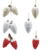 KPL. 2 DECORAȚII DE BRAD CONE 9 CM AURII / ARGINTII / ROȘII *5386