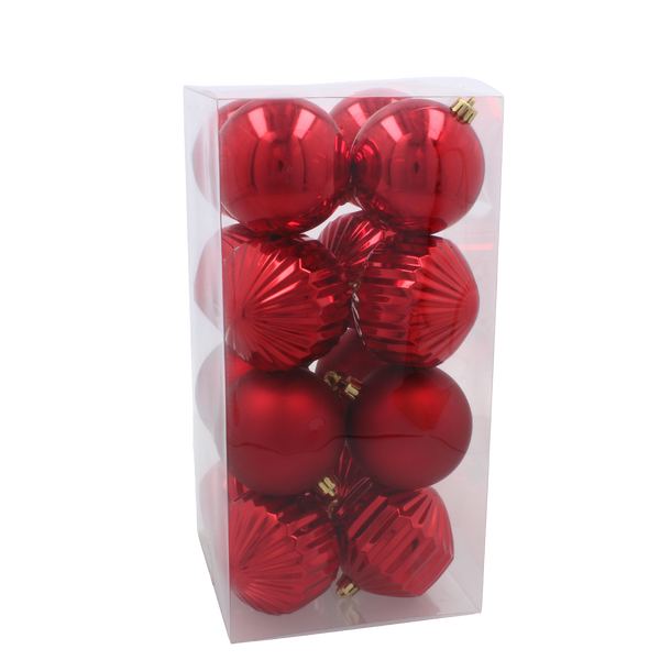 KPL. 16 BOMBEK 8 CM ČERVENÝ / ZLATÝ / STŘÍBRNÝ *3788