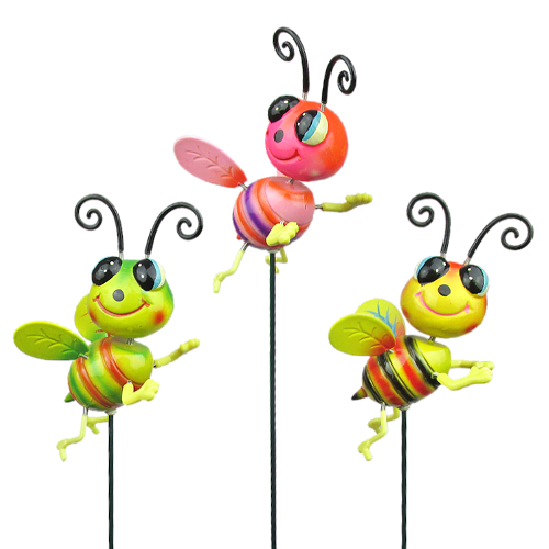 DECORATION FOR PLANT STAKE/GARDEN - BEE 8 x 8 x 70 CM