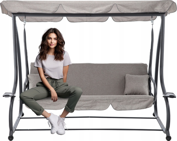 GARDEN SWING 210 X 120 X 170 CM GRAY MELANGE WITH SUNBED FUNCTION