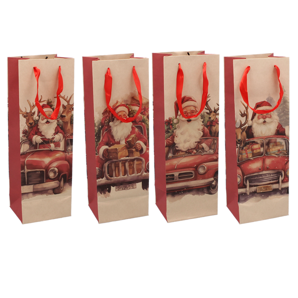 CHRISTMAS GIFT WINE BAG SANTA CLAUS 36 x 12 x 10 CM