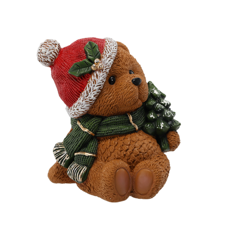 FIGURINE OF THE NATIVITY SCENE - BEAR WITH A CHRISTMAS TREE 27 X 25 X 29 CM LED