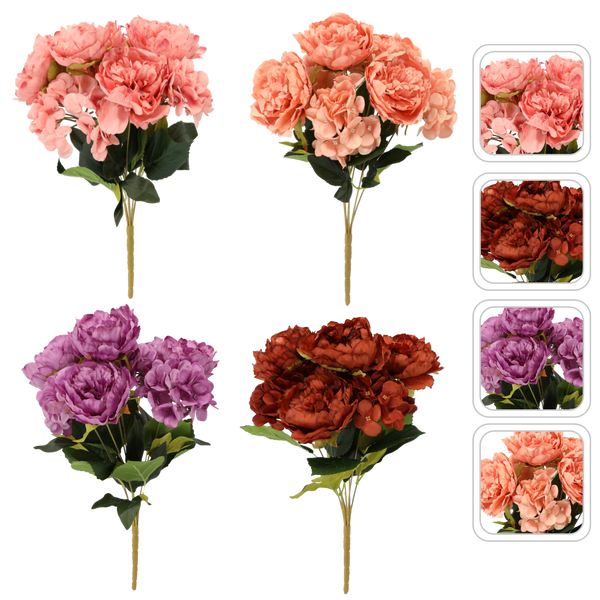 ARTIFICIAL FLOWER - PEONY AND HYDRANGEA 43 CM MIX COLORS